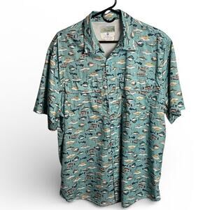Men's Ocean Coast Green Fishing Shirt Size L